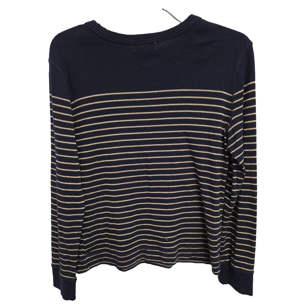 Lauren Ralph Lauren Jeans Co TShirt L Black Gold Metallic Sparkle Stripe Top - Picture 6 of 8